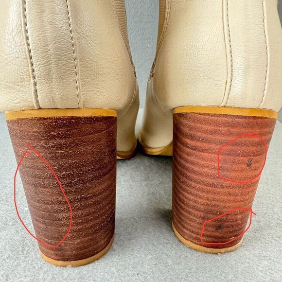 Mi.iM Esmee Chelsea Boot Size 8.5 Off White Stacked Heel Pointed Toe Bootie - Picture 9 of 15